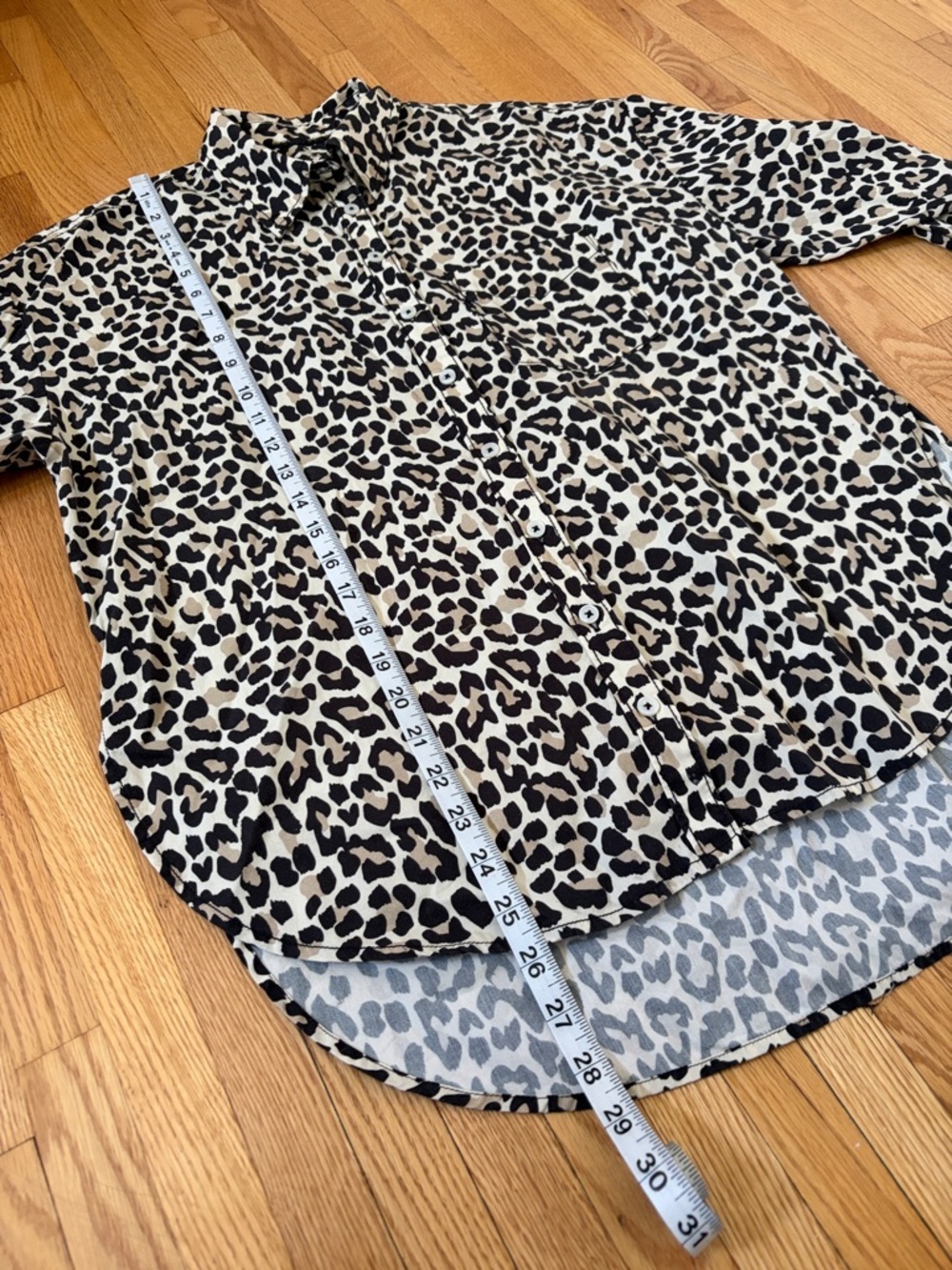 Maeve Leopard Print Button-Down Shirt in Beige and Black - Picture 4 of 5